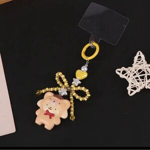 Sanrio Mobile Phone Chain Pompom Cute Cartoon Pendant Beaded Bow Lanyard